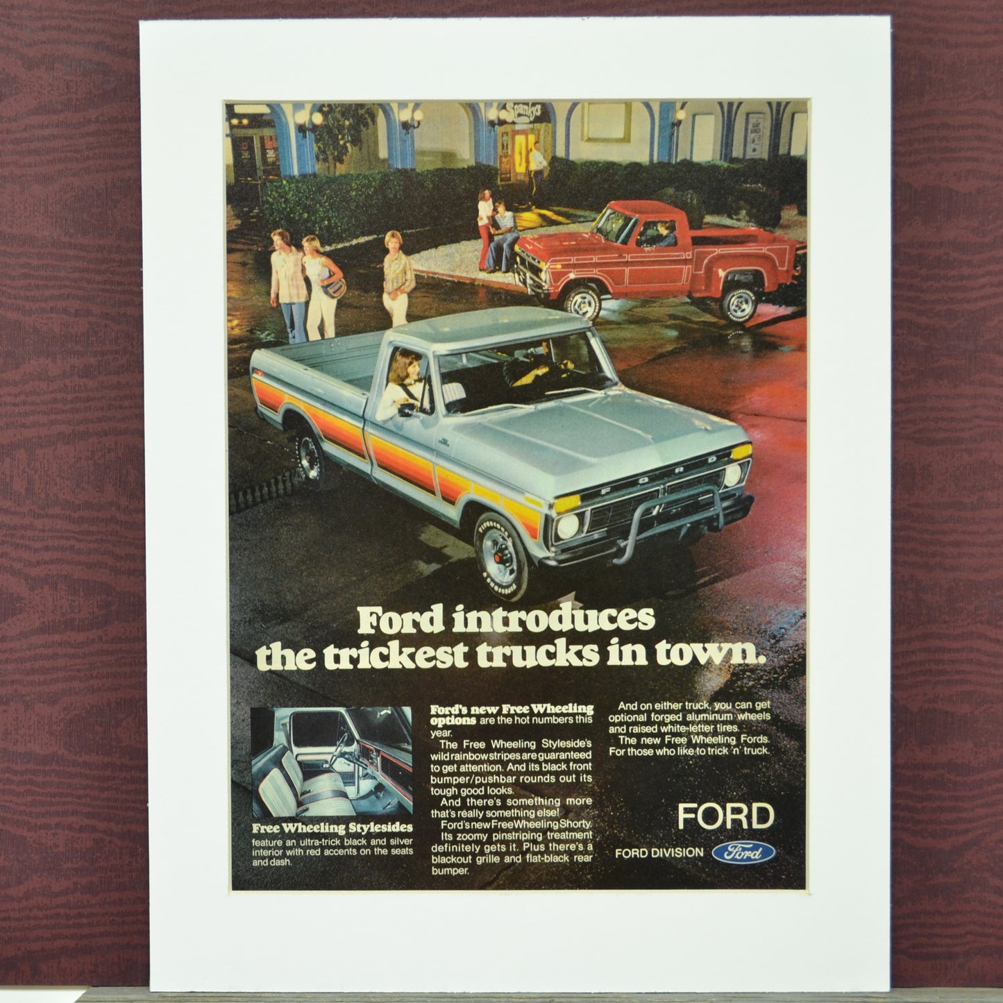 1977 Ford trucks print advertisement, Framed vintage truck wall art