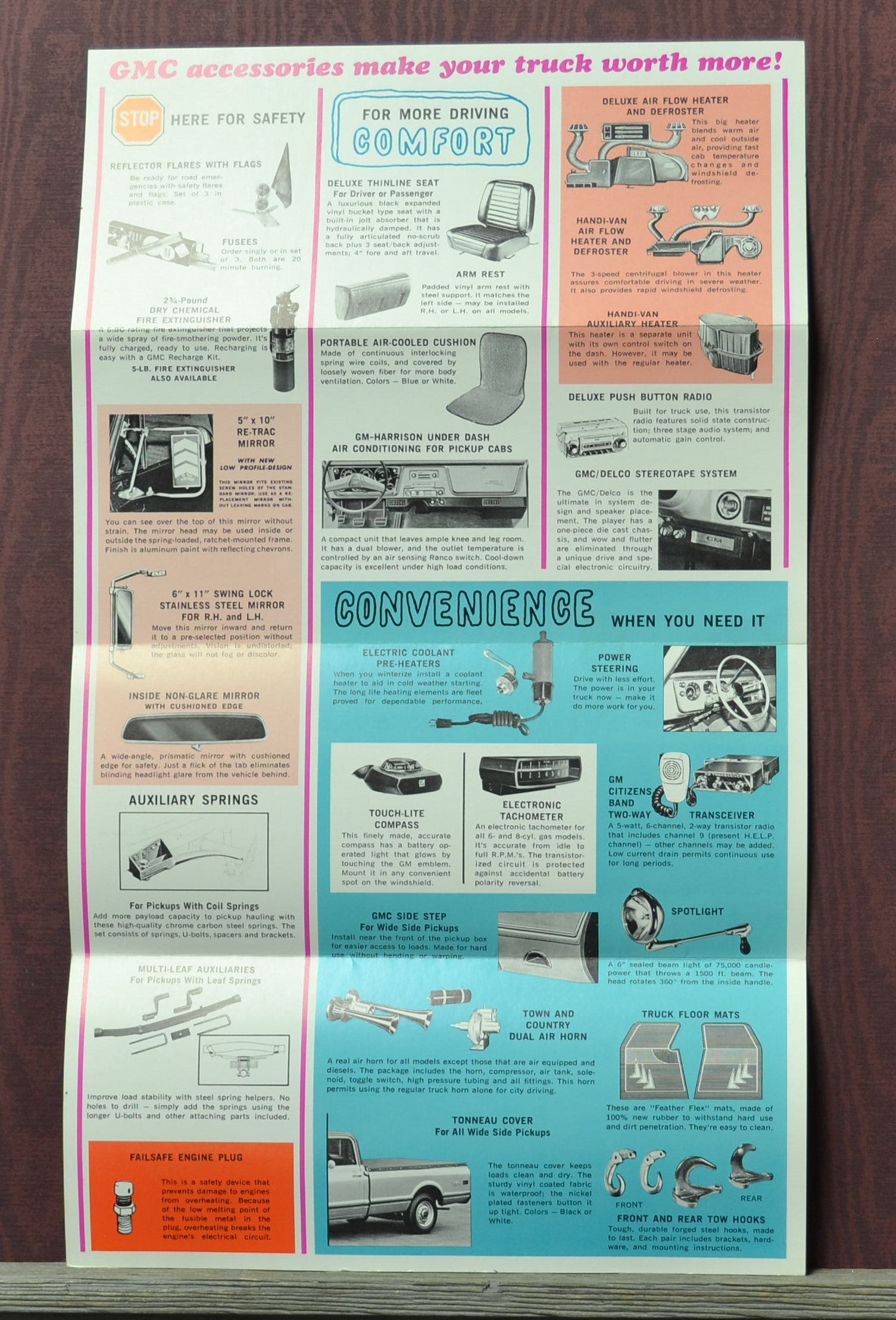 Vintage advertisement poster for 1969 gmc truck accessories 