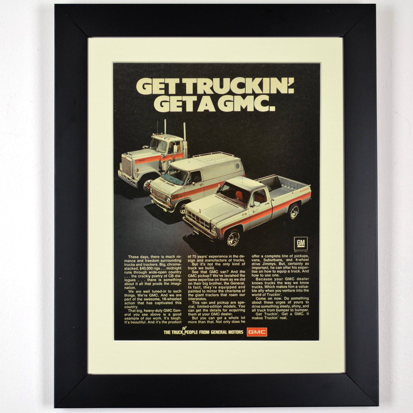 1977 GMC vintage truck ad, framed