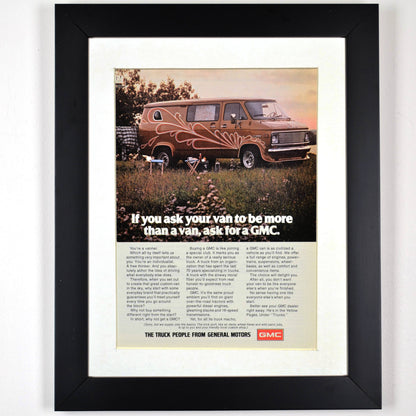 1976 GMC Van print ad, framed