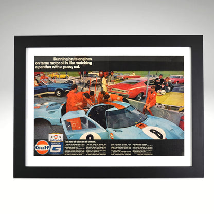 1968 Gulf Oil & Ford GT-40 Racing Ad – Framed Classic Car Art