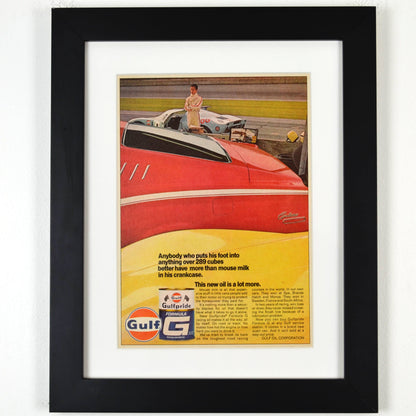 1968 Gulfpride Formula G Ad – Ford GT-40 Vintage Petroliana Framed Wall Art