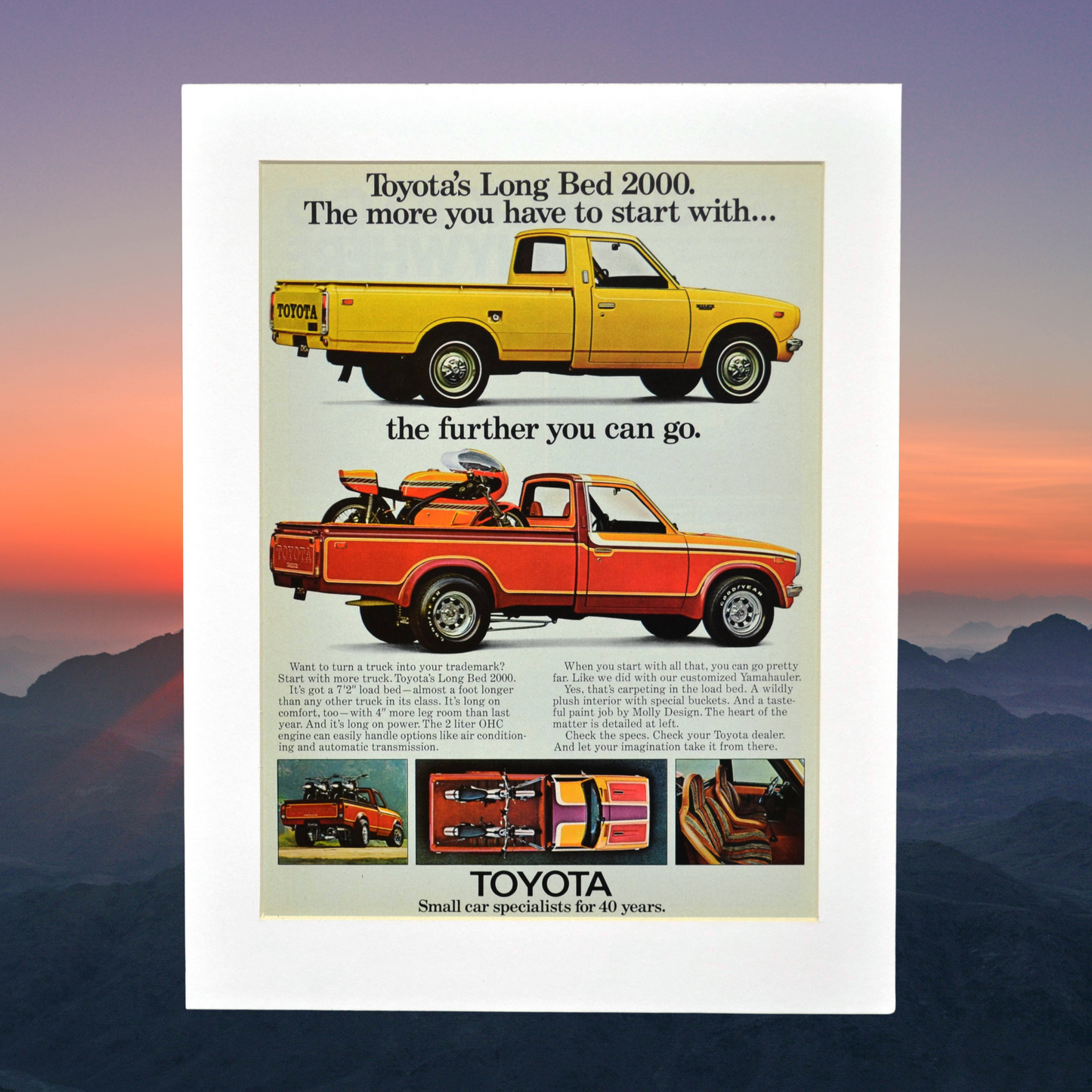 1974 Toyota Long Bed Pickup Ad – Vintage Toyota Truck Collectible