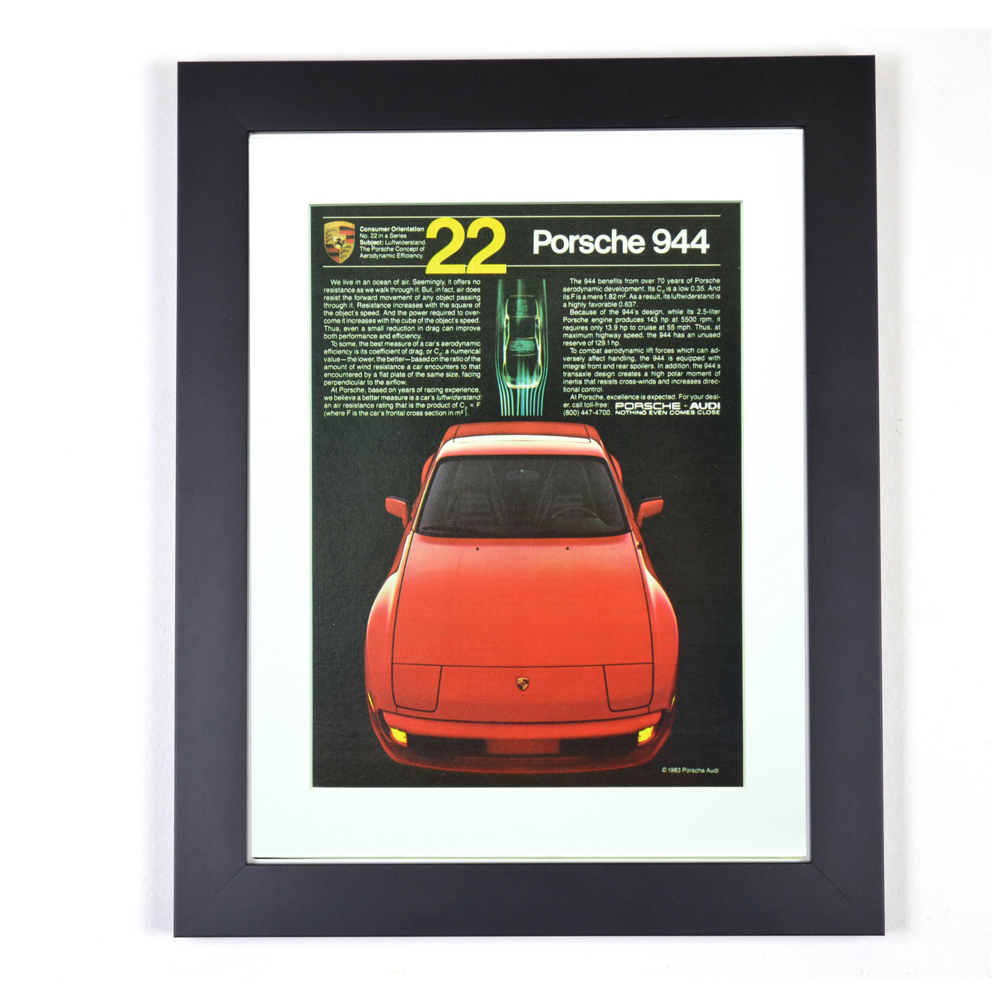 1983 Porsche 944 Vintage Ad – Iconic Porsche Wall Art framed