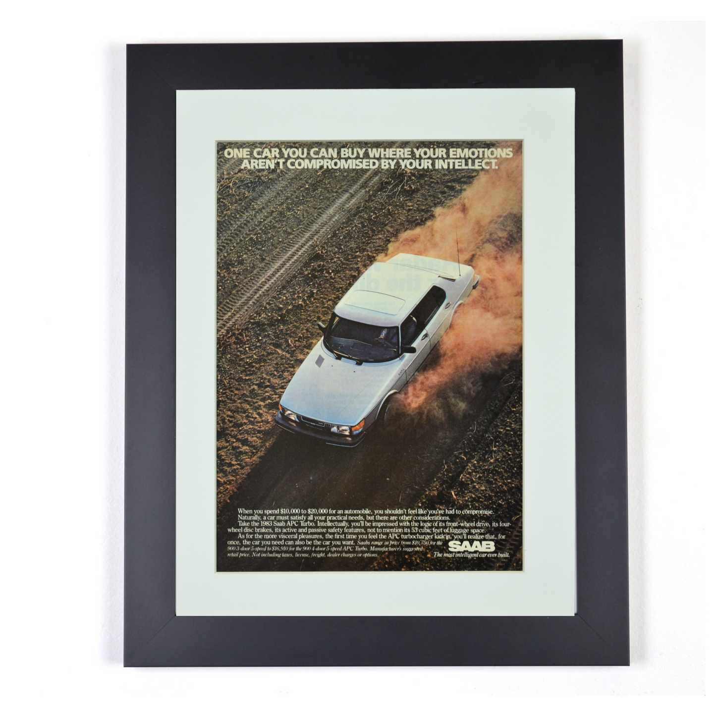 Framed Vintage 1983 Saab APC Turbo Print Ad