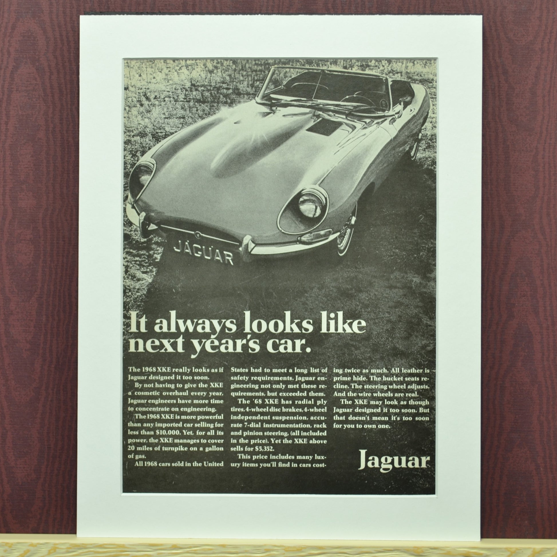 Vintage Jaguar XKE Print Ad 