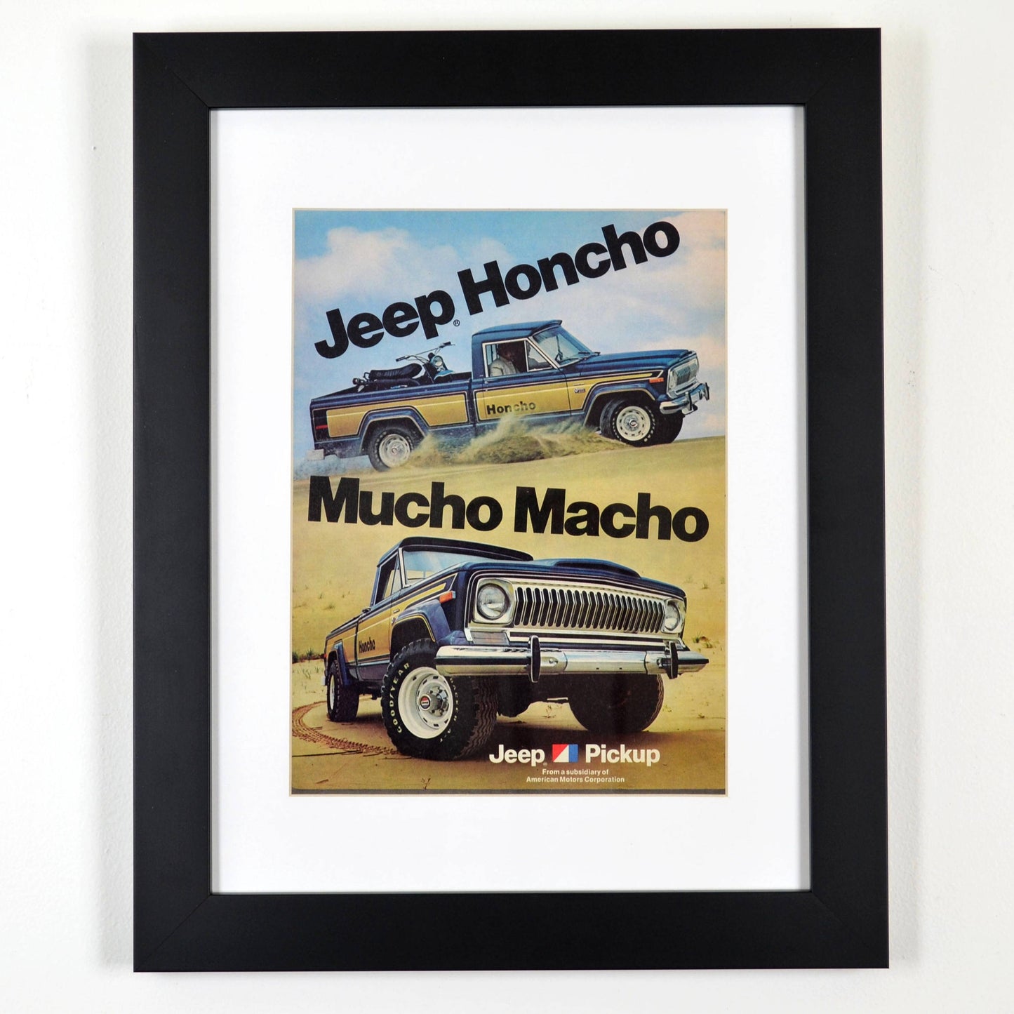 1979 Jeep Honcho pick up truck print ad, framed