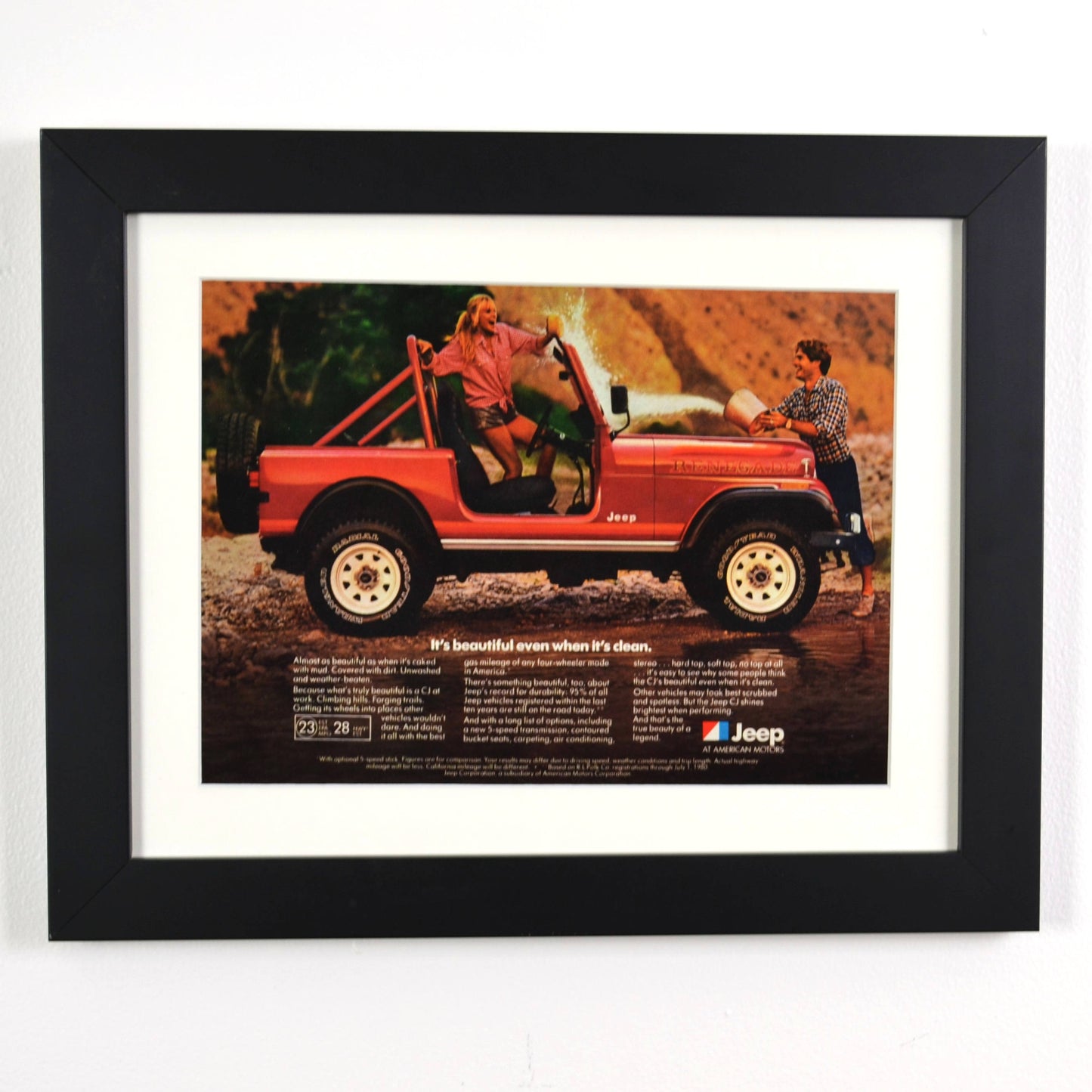 1980 Jeep CJ Renegade Vintage Print Ad framed