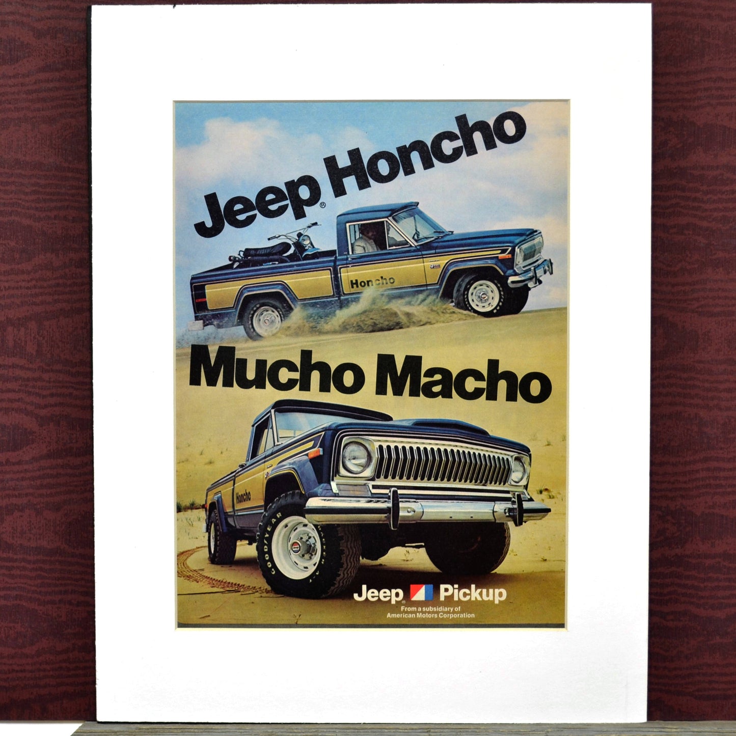 1979 Jeep Honcho pick up truck print ad., Framed classic truck wall art