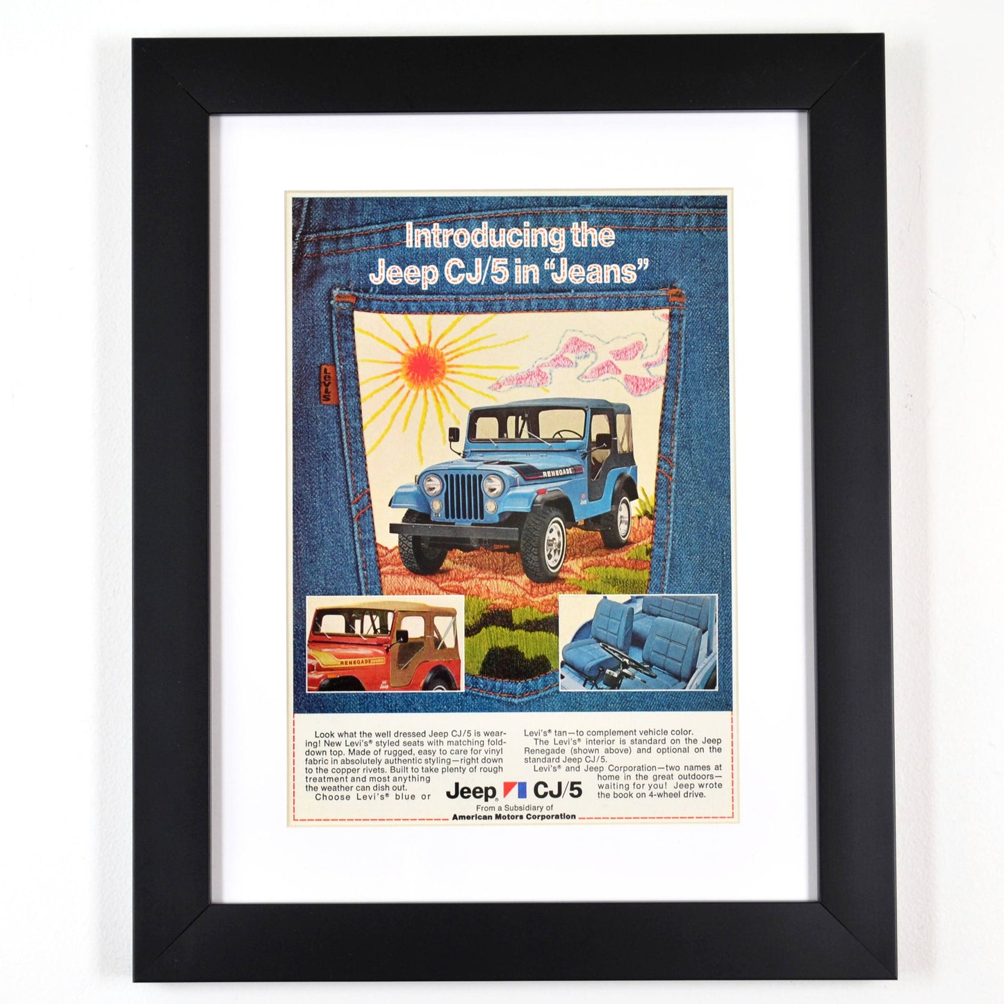  1974 Jeep CJ Renegade Wall Art, framed