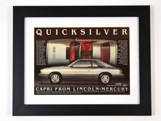 Mercury Capri  automotive print ad, framed