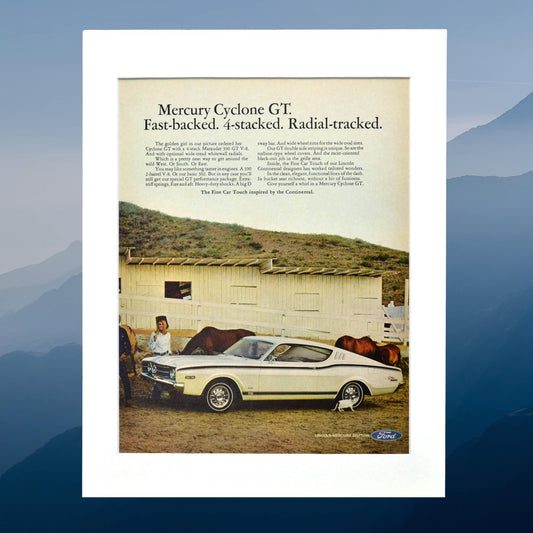 1968 Mercury Cyclone GT Vintage Ad – Mercury Muscle Car Wall Art