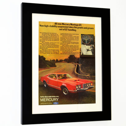 1972 Mercury Montego GT Vintage Print Ad framed