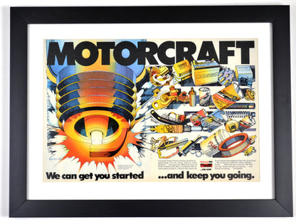 Ford Motorcraft parts nostalgic print ad, framed