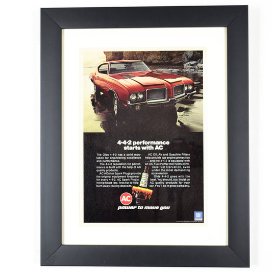 Framed 1972 Oldsmobile 442 with AC Spark Plugs Art