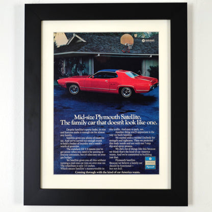 1972 Plymouth Satellite vintage print ad framed