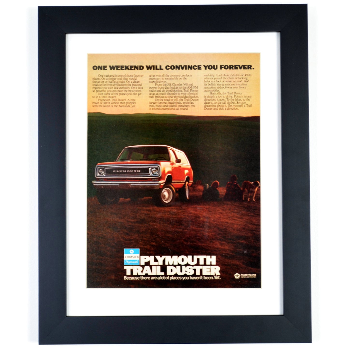 1976 Plymouth Trail duster print ad. Framed truck wall art