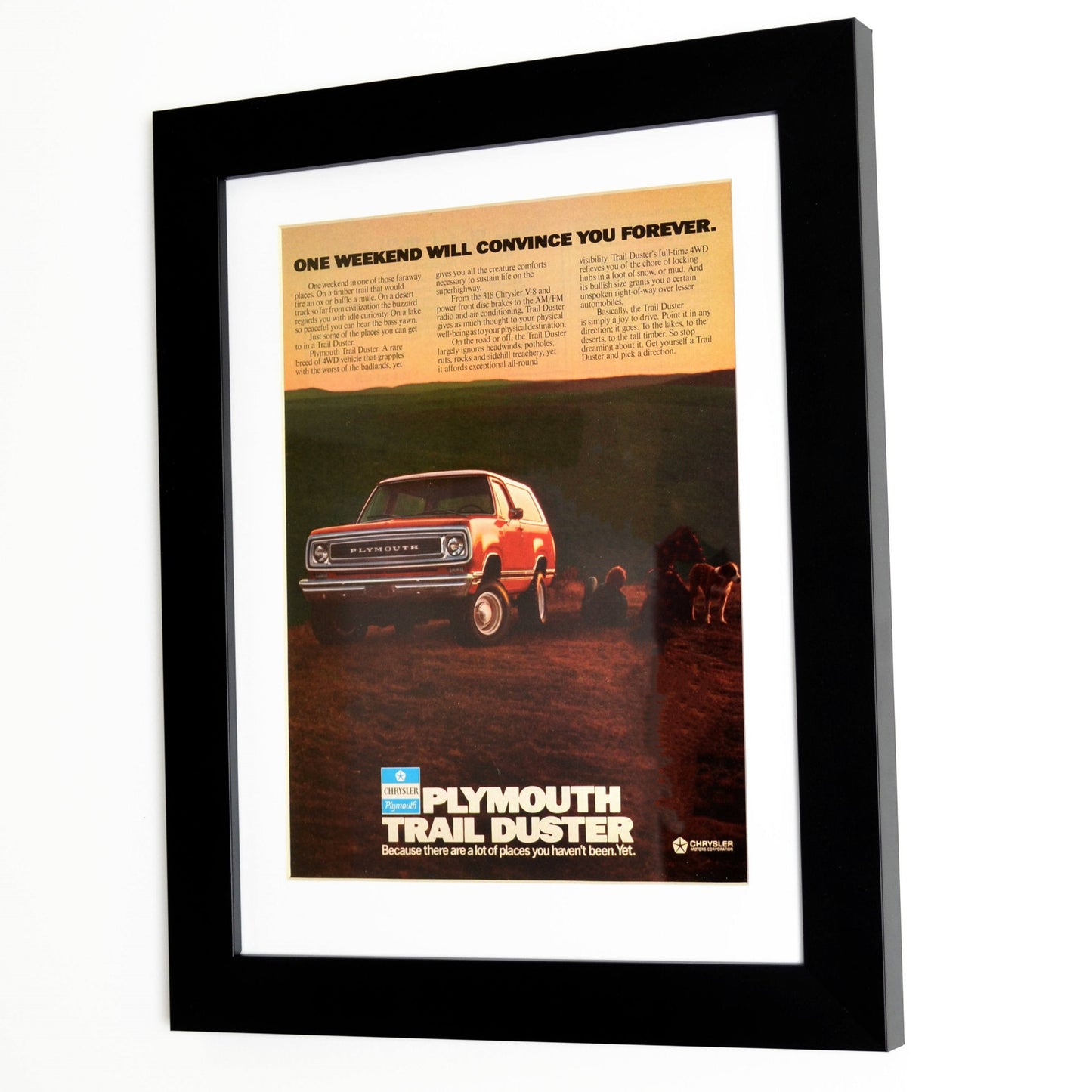 1976 Plymouth Trail duster print ad. Framed truck wall art