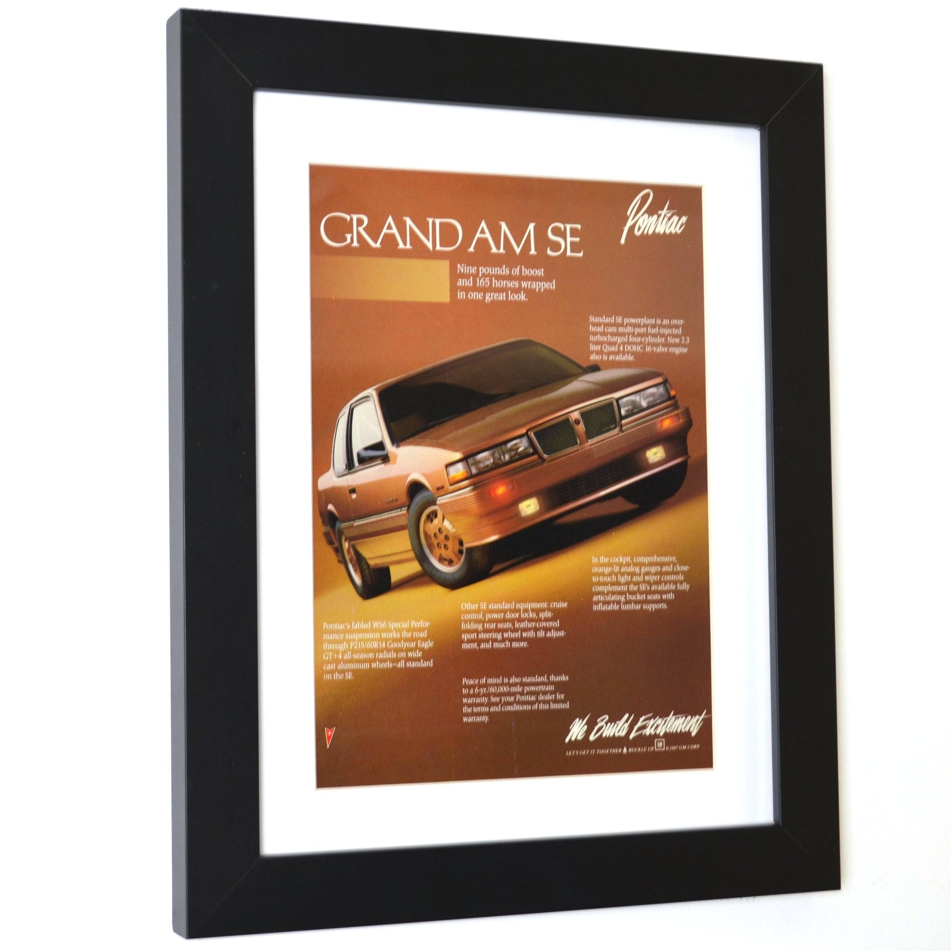 Pontiac Grand Am SE framed vintage print classic Pontiac wall art side view
