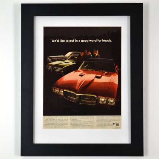 1969 Pontiac classic car wall art, Framed vintage automotive print