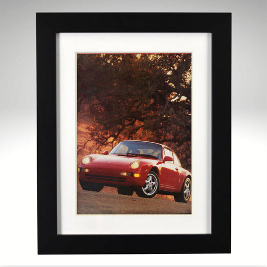 Porsche Boxster framed vintage print 12x15 red convertible sports car wall art garage decor