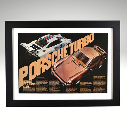 Framed poster of porsche-911-turbo-935-vintage-ad-15x20-wall-art