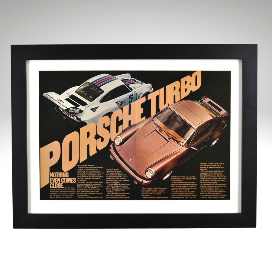 Framed poster of porsche-911-turbo-935-vintage-ad-15x20-wall-art