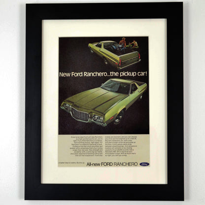 Ford Ranchero automotive print ad, framed