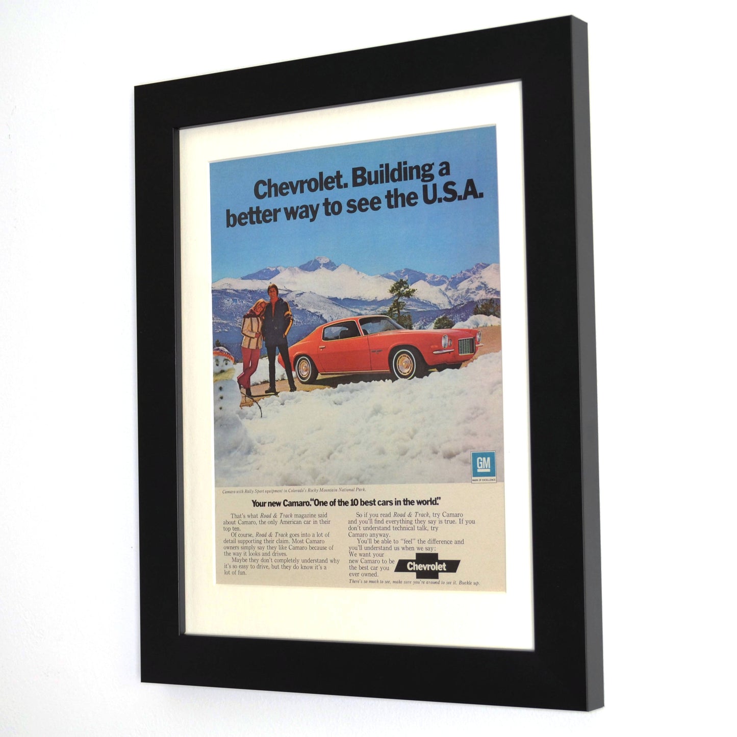 1972 Chevrolet Camaro classic car automotive print ad. | Framed nostalgic wall art