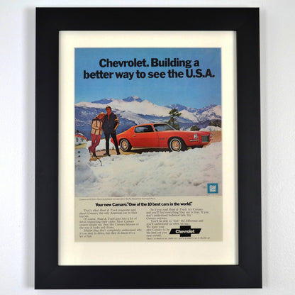 1972 Chevrolet Camaro Vintage Ad framed