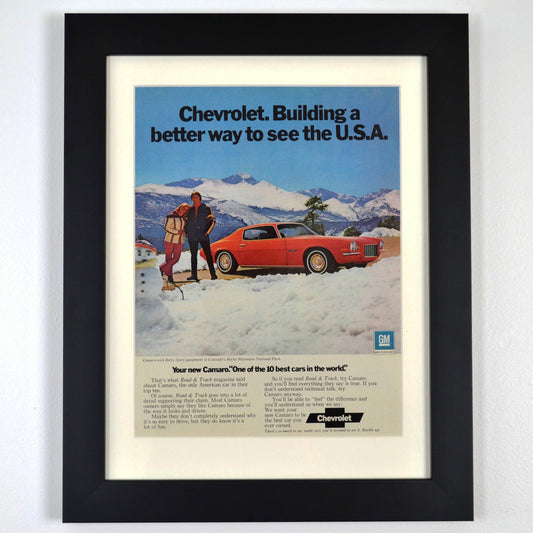 1972 Chevrolet Camaro classic car automotive print ad. | Framed nostalgic wall art