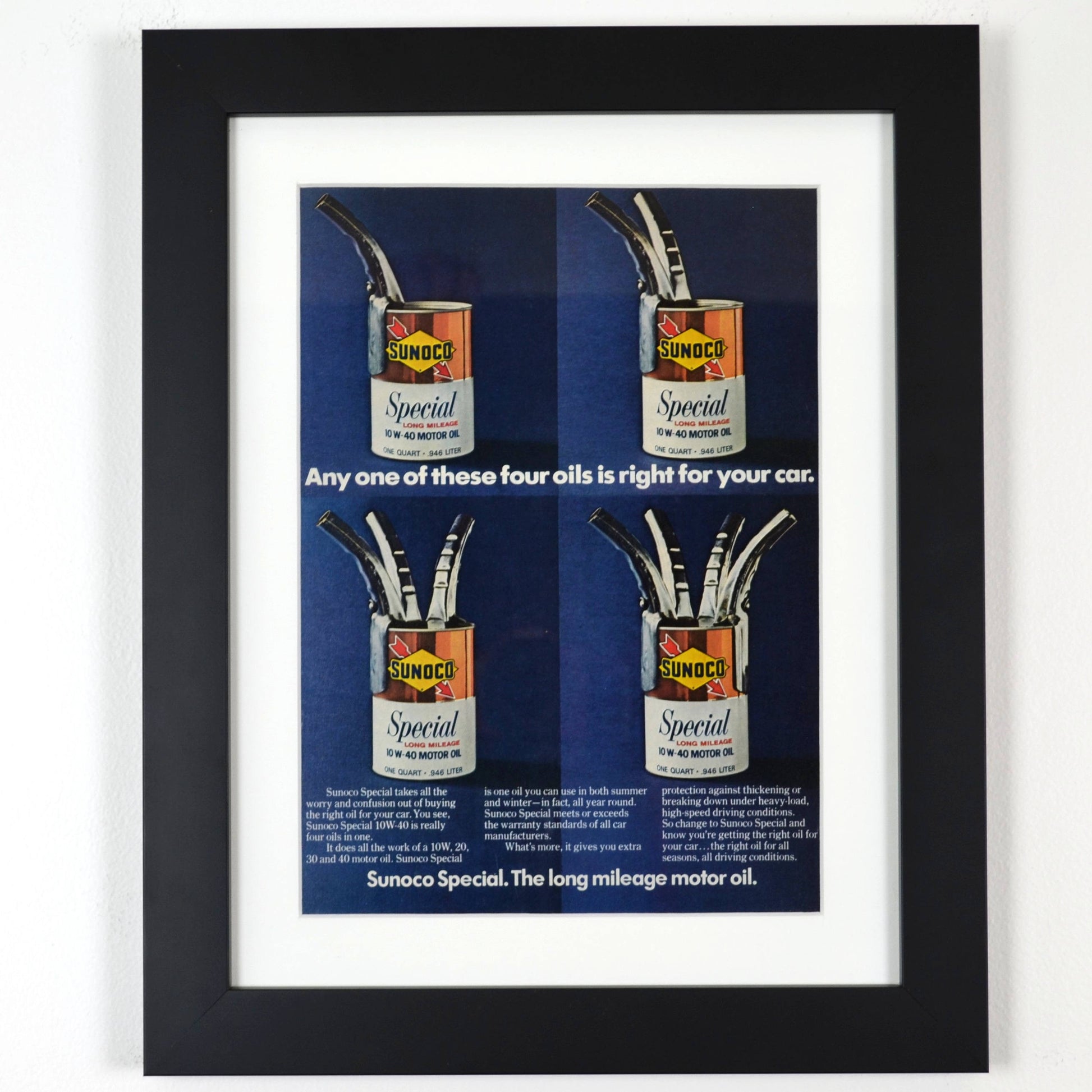 Sunoco oil nostalgic print advertisement, framed