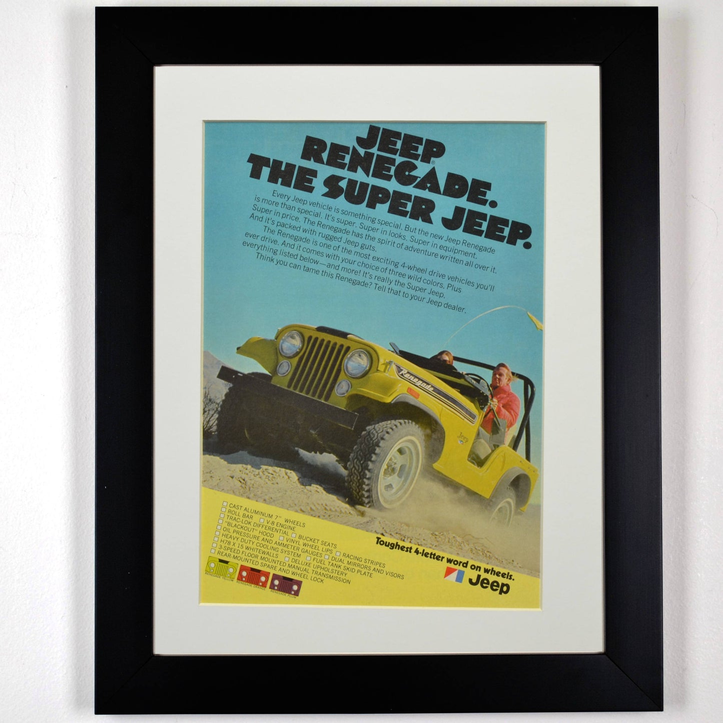 1972 Jeep CJ Renegade vintage Print Ad framed