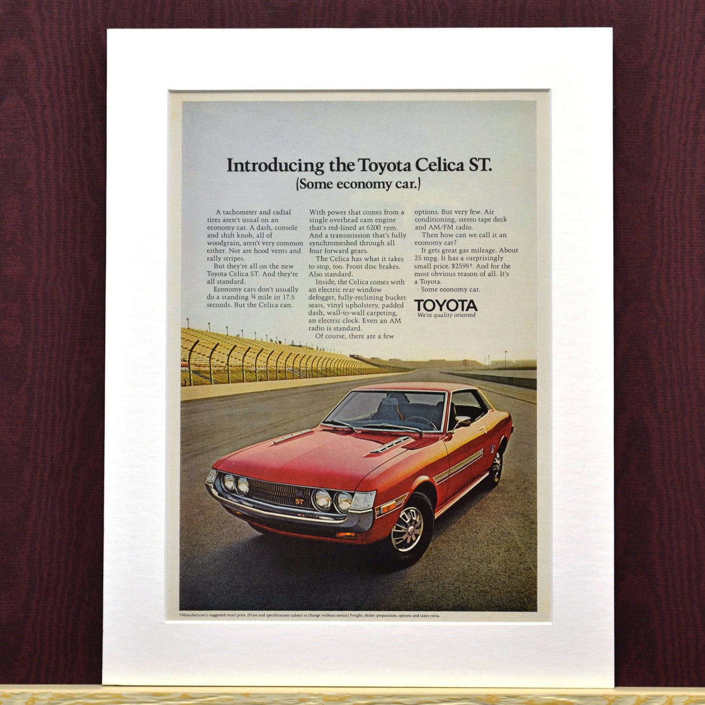 1972 Toyota Celica ST classic car retro wall art print