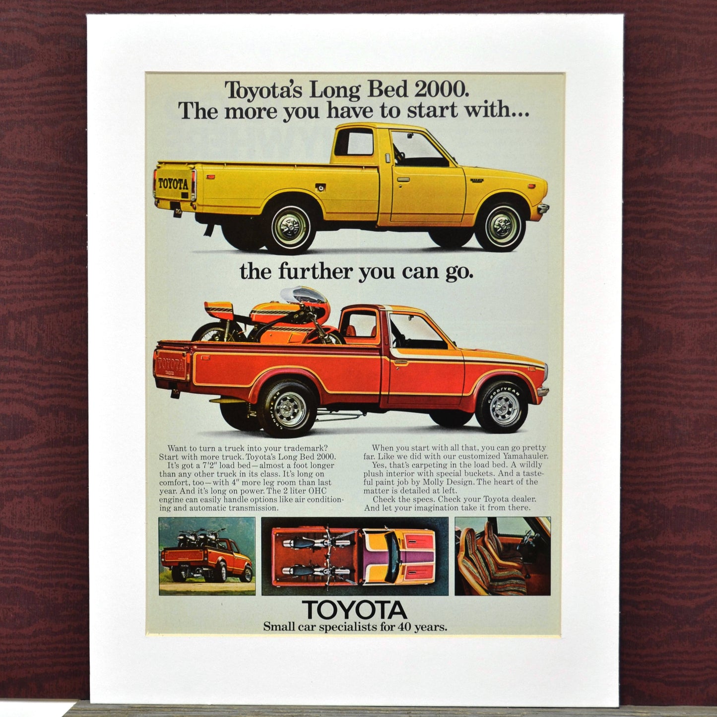 The Original Workhorse: Framed 1974 Toyota Long Bed Truck Ad