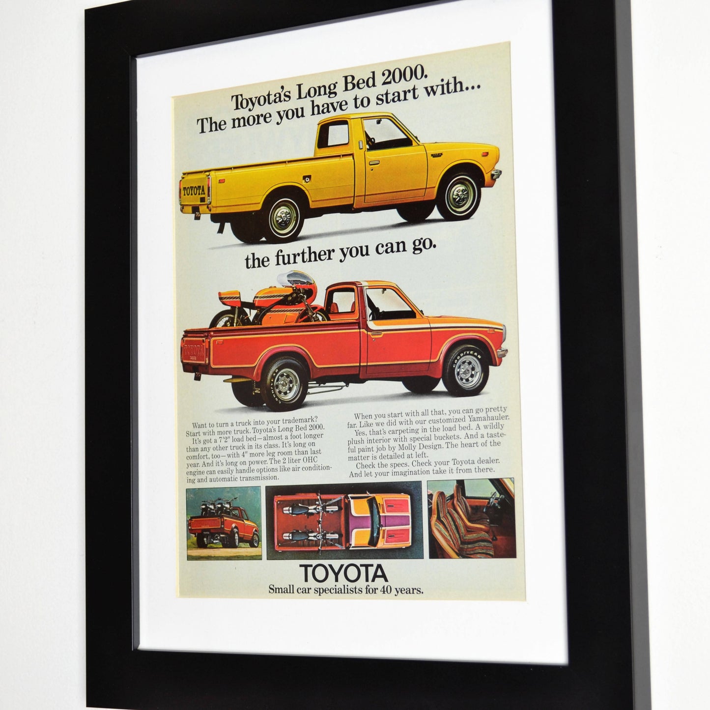 The Original Workhorse: Framed 1974 Toyota Long Bed Truck Ad