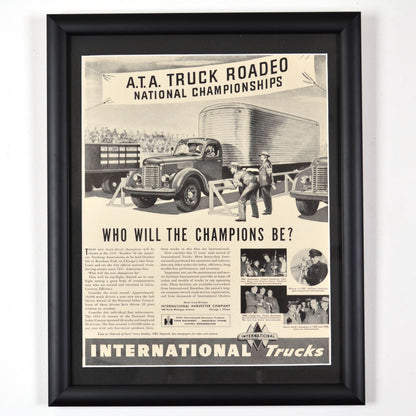 Vintage 40s International Truck Ad, framed