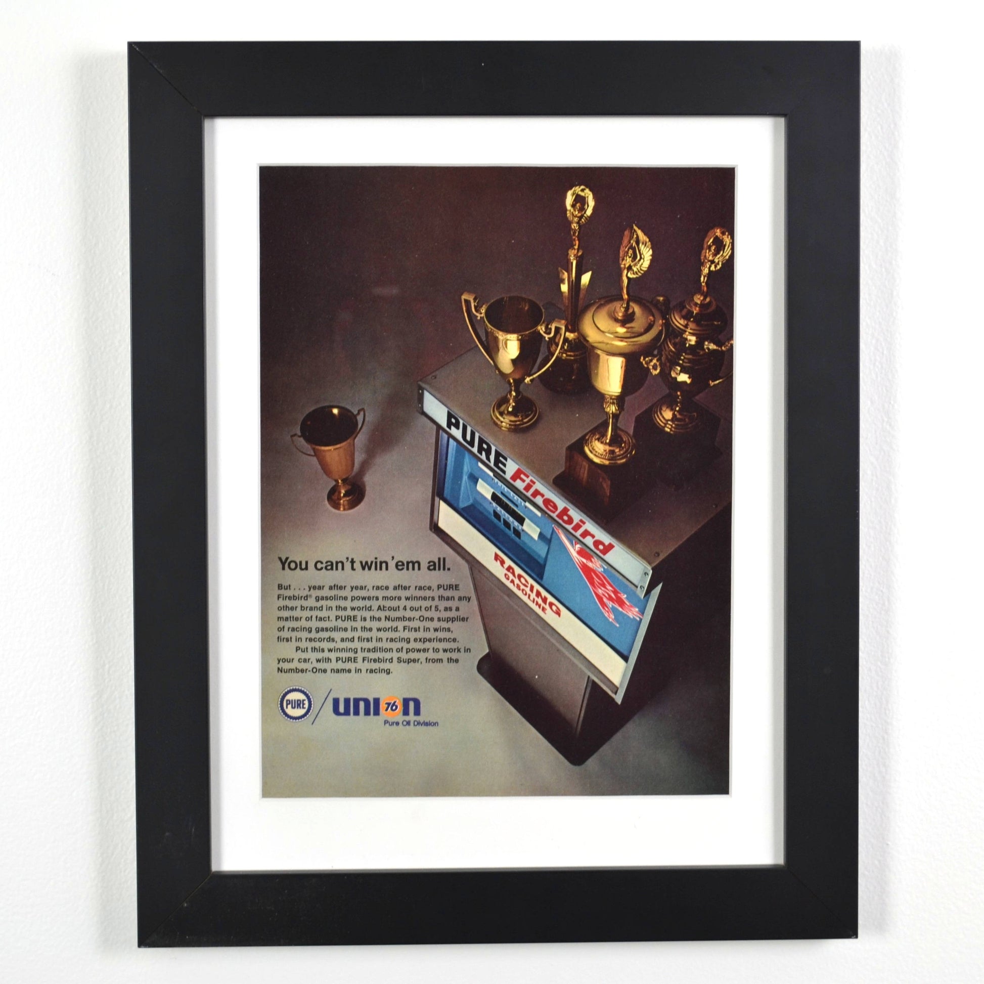 Union 76 Pure Firebird Gasoline Vintage Petroliana Ad – Racing Collectible wall art framed