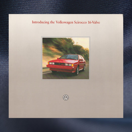 Promotional material for Volkswagen Scirocco 16-Valve on a textured surface
