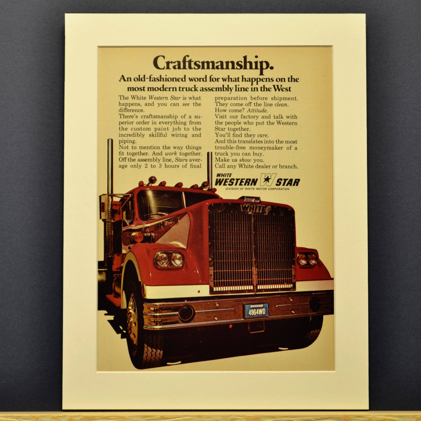 White Western Star Truck print Ad | Framed Vintage Truck wall art