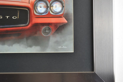 Burnin' Rubber: Framed Pontiac GTO Burnout Print