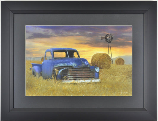 Rural Americana: Framed Print - Old Truck in Hayfield