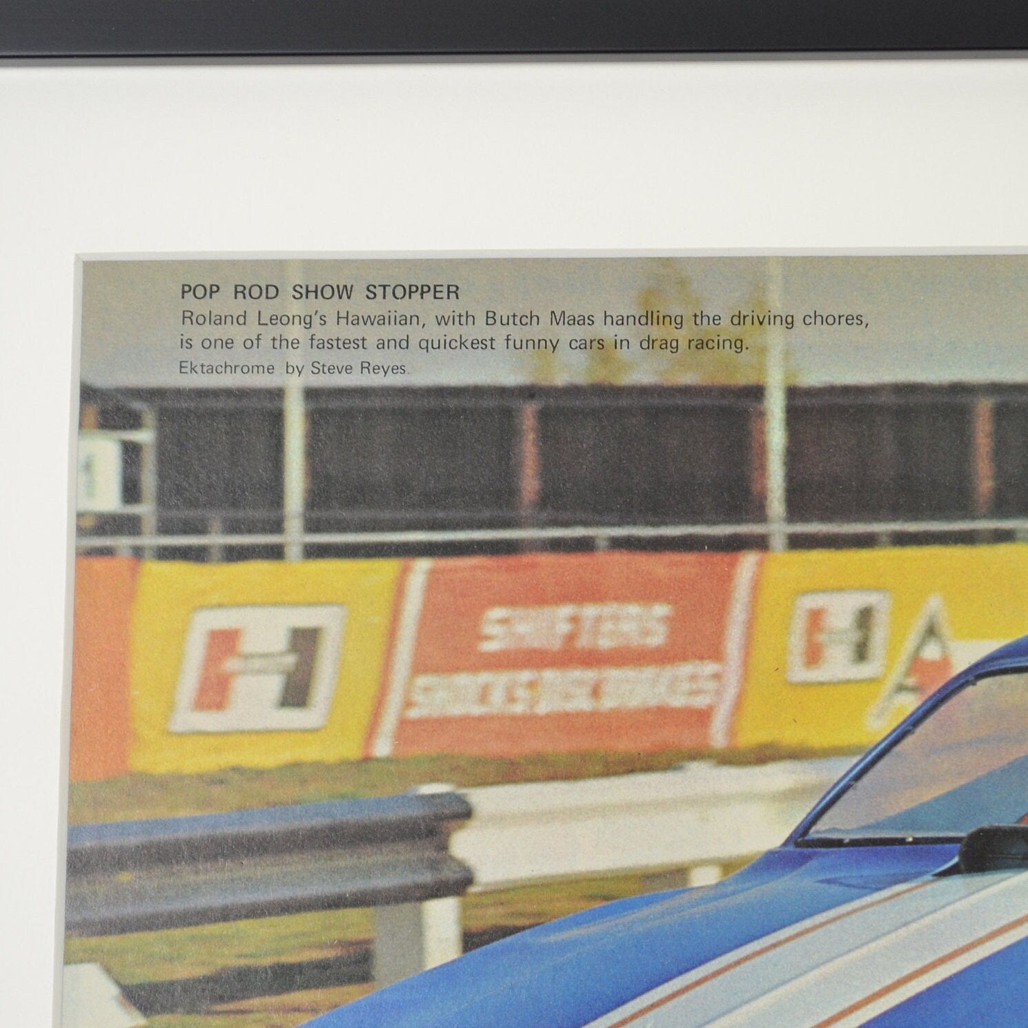 Vintage NHRA drag racing framed wall art, top fuel funny car print