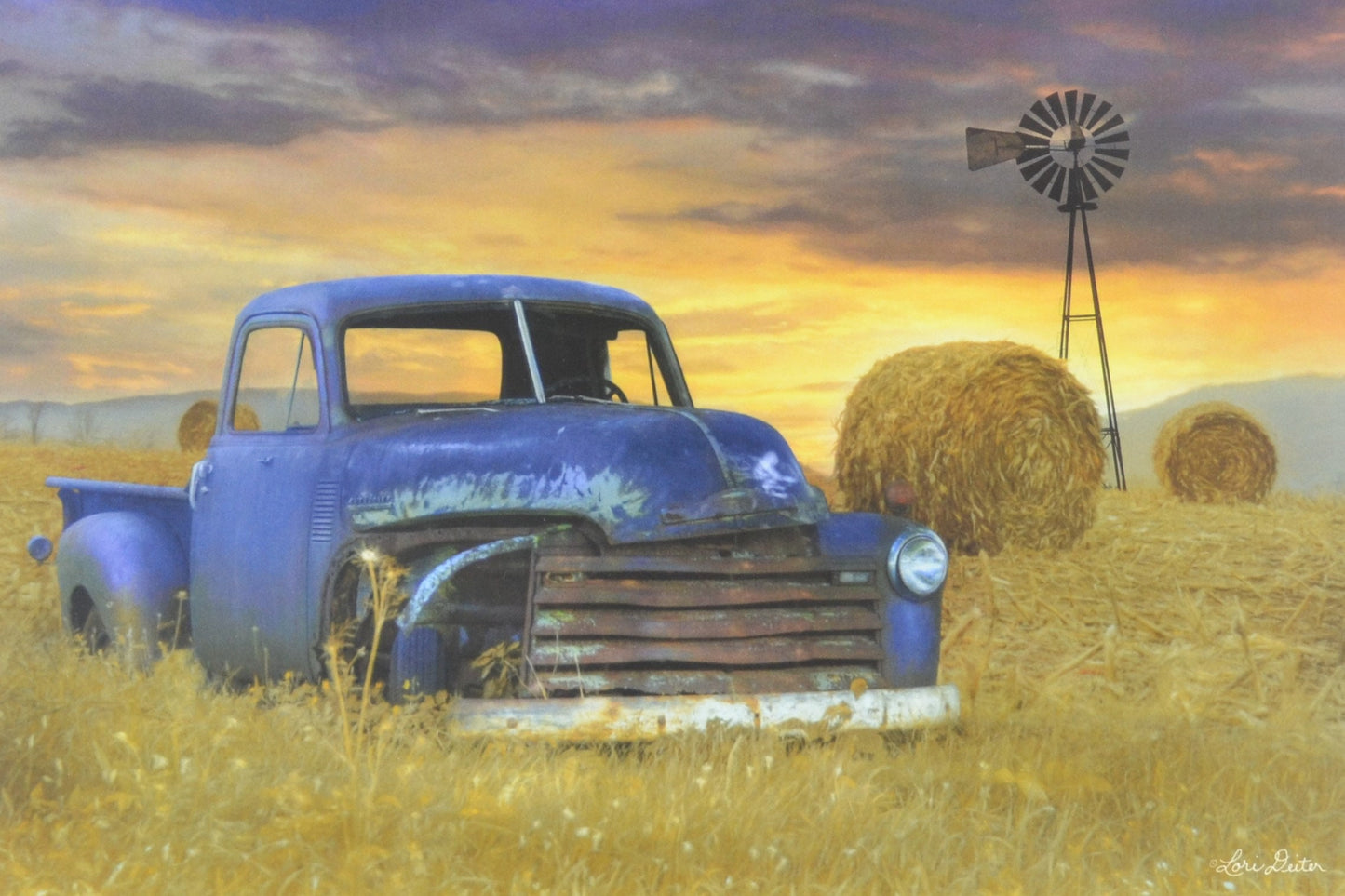 Rural Americana:  Print - Old Truck in Hayfield