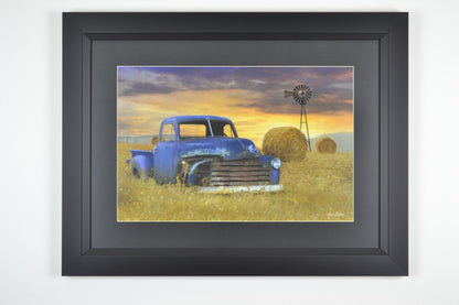 Rural Americana: Framed Print - Old Truck in Hayfield