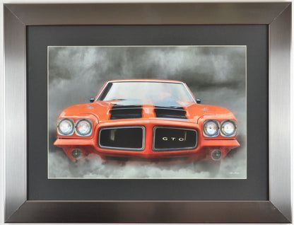 Burnin' Rubber: Framed Pontiac GTO Burnout Print