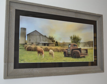 Framed Vintage Farm Truck Landscape