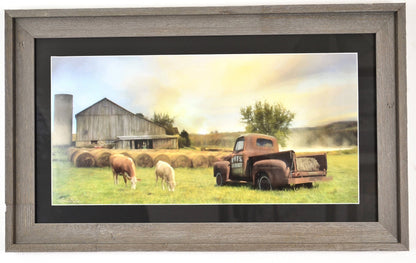 Framed Vintage Farm Truck Landscape