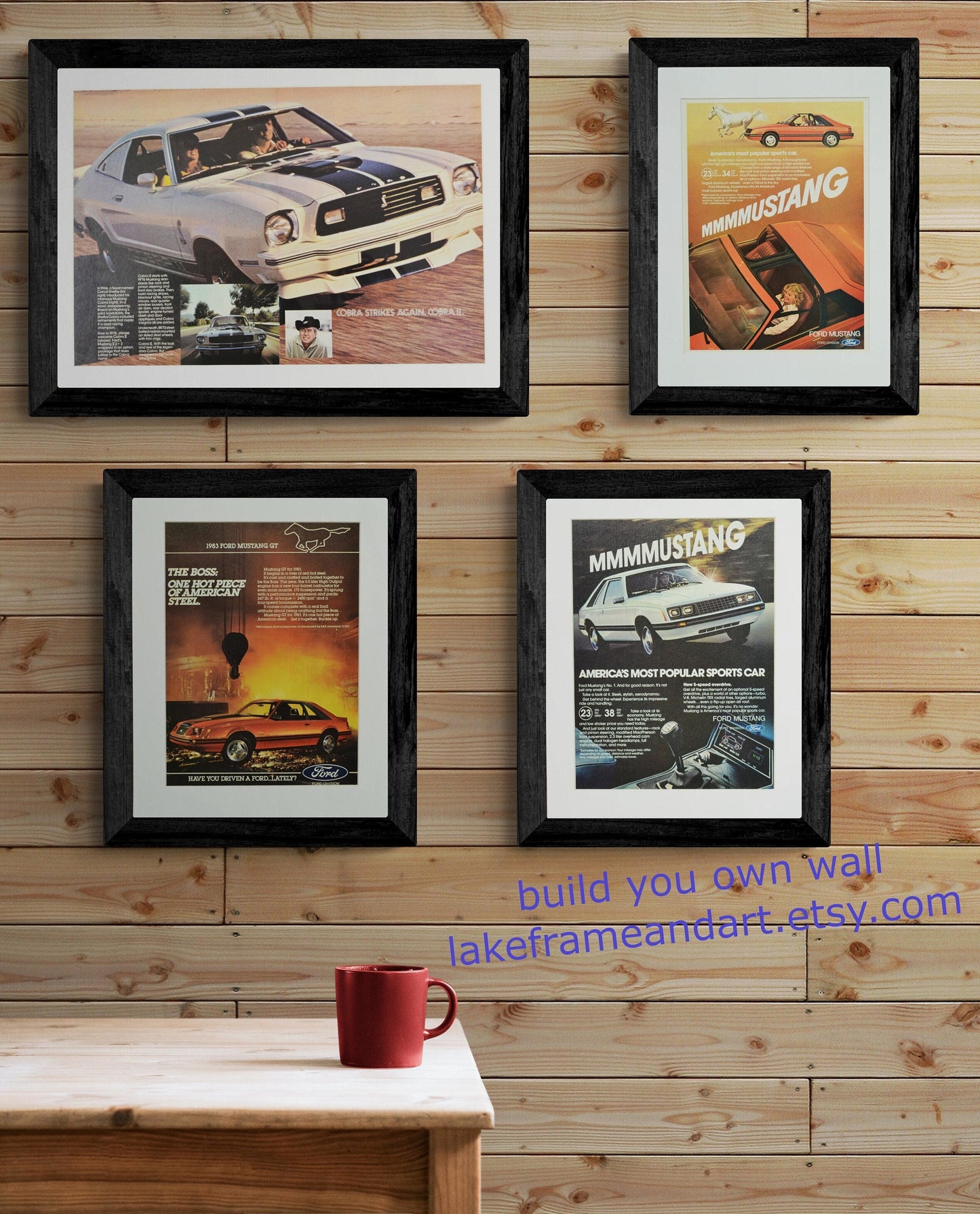 1983 Ford Mustang Foxbody Print Ad, Framed Classic Car wall art