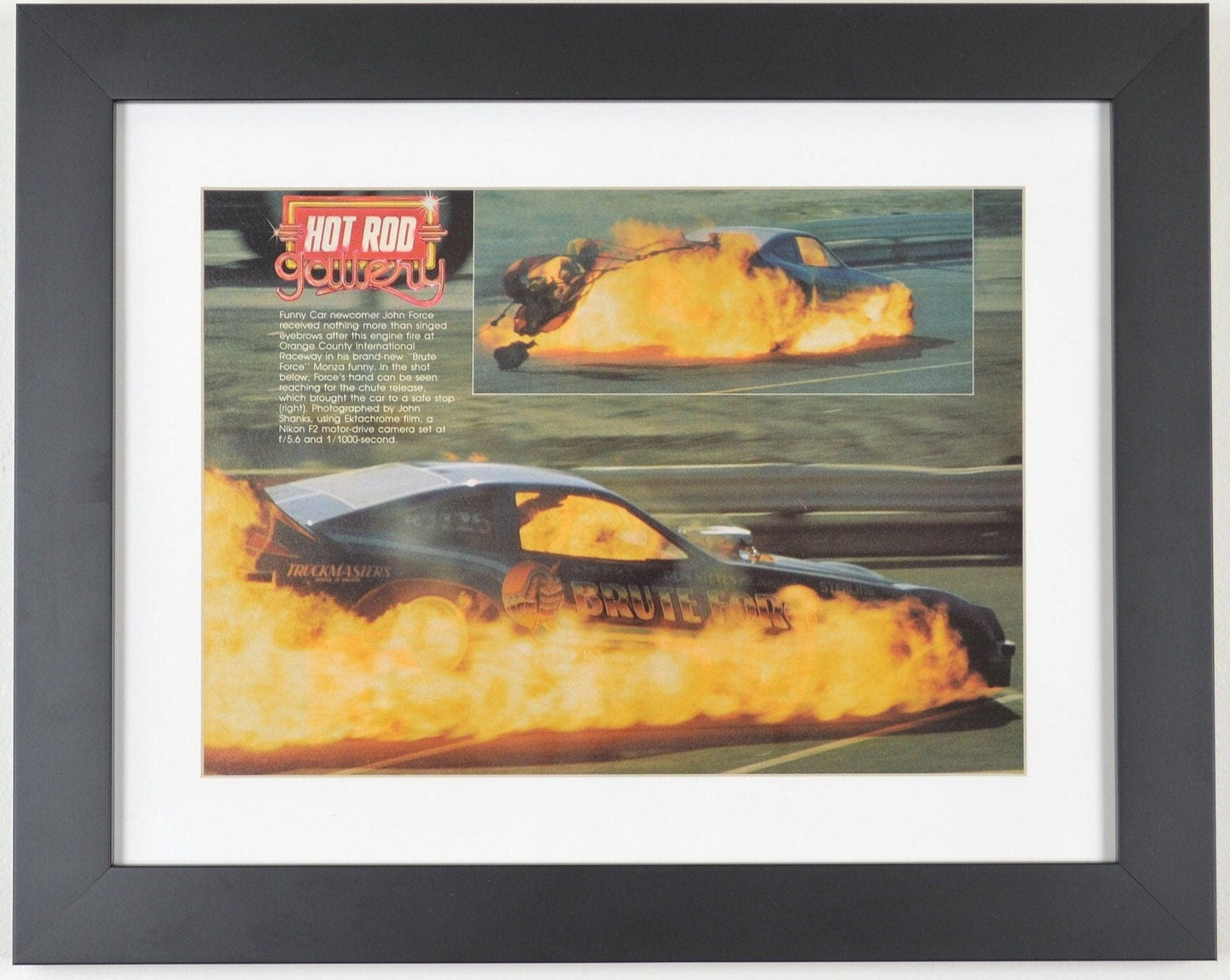 Own a Piece of Drag Racing History: John Force Vintage Print, framed
